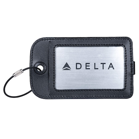 Dacasso Black Leather Luggage Tag with Plate Insert EI-1014